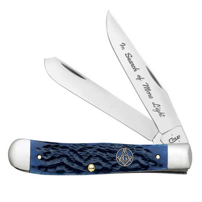 Case Masonic Blue Bone Standard Jig Trapper w/Tin