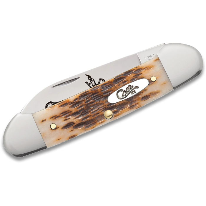 Case Amber Bone Peach Seed Jig Canoe