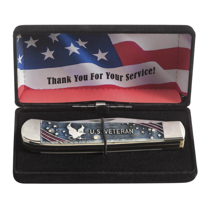 Case U.S. Veterans Natural Bone Color Wash Trapper