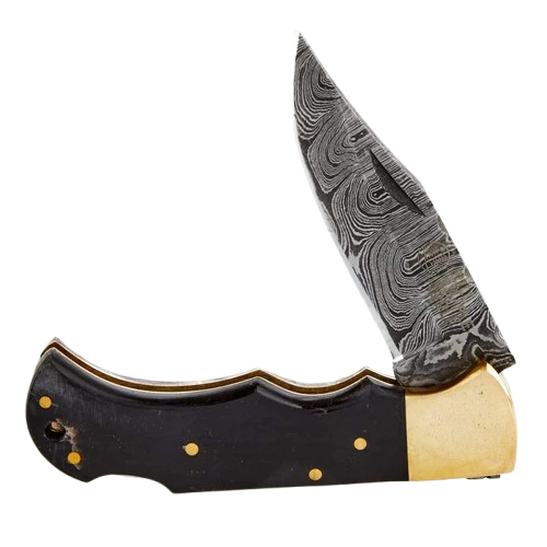 Rill Simple Tools Damascus Folding Knife "Bone Daddy"