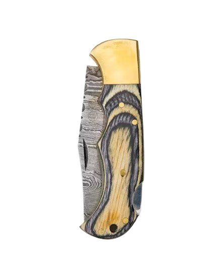 Rill Simple Tools Damascus Folding Knife "Dark Seas"