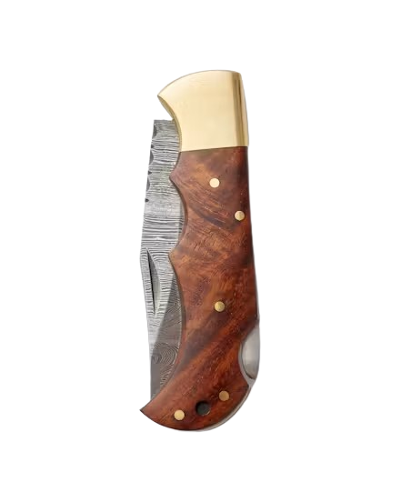 Rill Simple Tools Damascus Folding Knife "Woody"