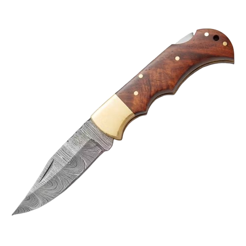 Rill Simple Tools Damascus Folding Knife "Woody"