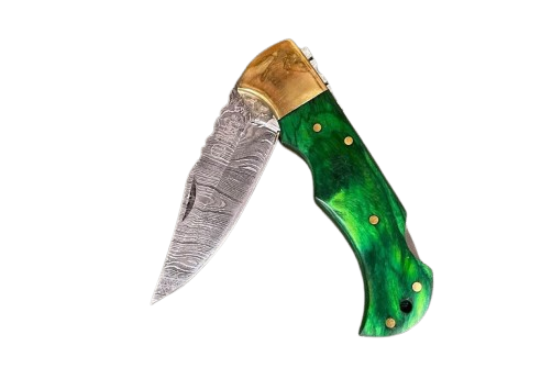 Rill Simple Tools Damascus Folding Knife "Irish Whiskey"