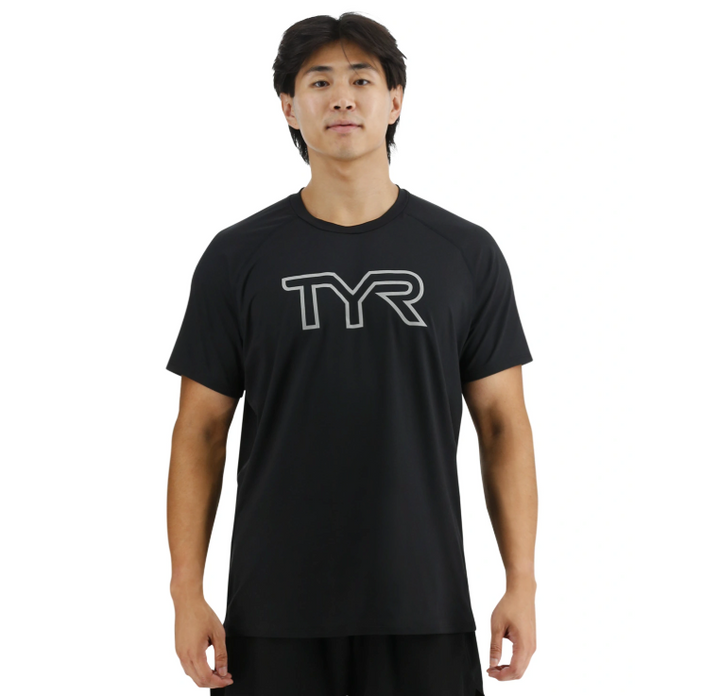 TYR Men's ClimaDry Raglan Big Logo Tech Tee - Solid