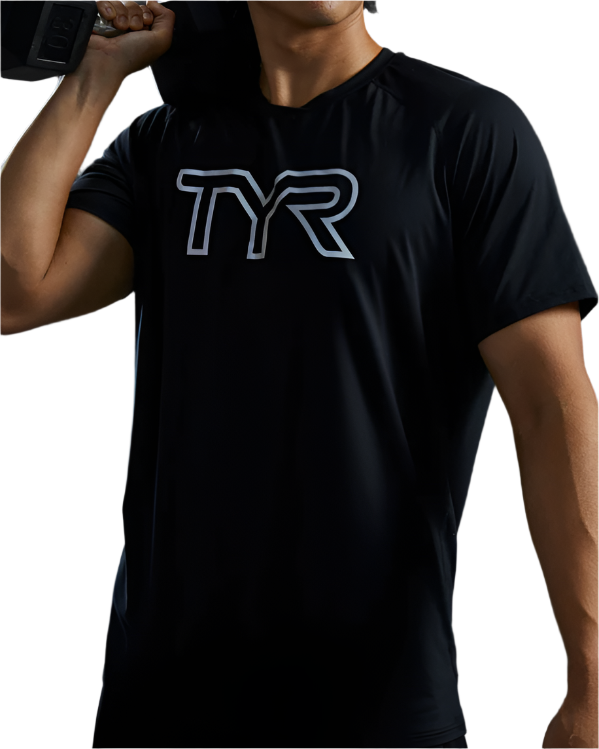 TYR Men's ClimaDry Raglan Big Logo Tech Tee - Solid