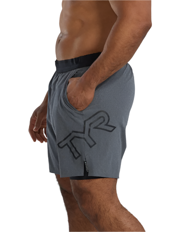 TYR Men's Hydrosphere 7" Unbroken Big Logo Shorts - Solid