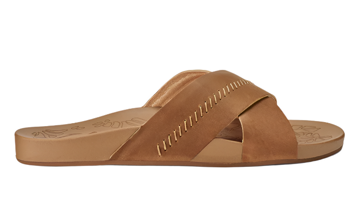 OluKai Women's Kīpe‘a ‘Olu Leather Slide Sandals