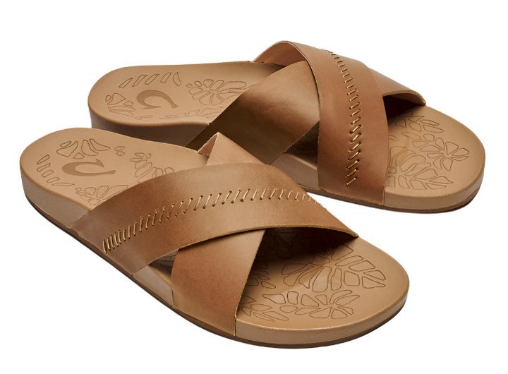 OluKai Women's Kīpe‘a ‘Olu Leather Slide Sandals