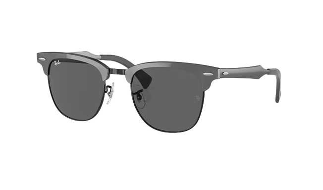 Ray-Ban Clubmaster Aluminum Brushed Granite on Black Frame l Dark Grey Lens