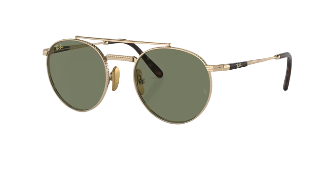 Ray-Ban Round II Titanium Arista Frame l Green Lens