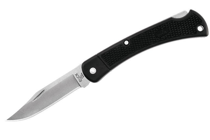 Buck Knives 110 Folding Hunter LT 0100BKSLT-B Black One-Piece Handle | Tumbled Stainless Steel Blade