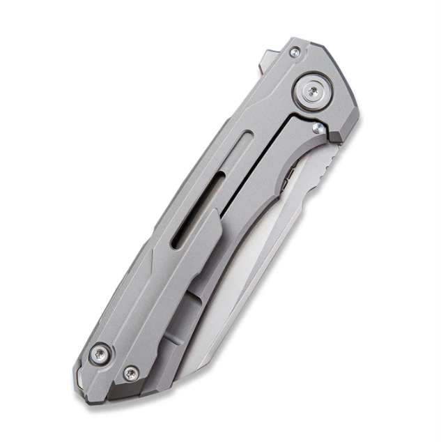 WE KNIFE Mini Buster Flipper Knife 2003A Grey Titanium Handle | Polished Bead Blaster CPM 20CV Blade