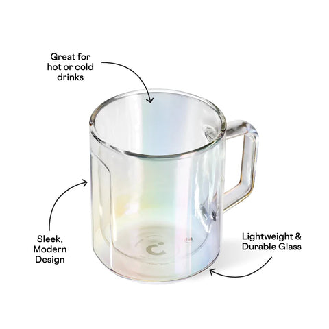 Corkcicle Glass Mug Set of 2 12oz / Prism