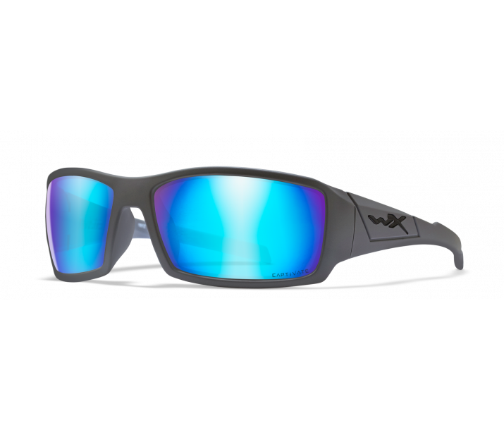 Wiley X Twisted SSTWI09 Matte Grey Frame | Captivate Polarized Blue Mirror Lens