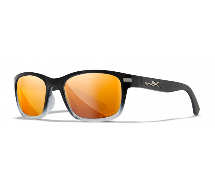 Wiley X Helix AC6HLX04 Gloss Black To Crystal Fade Frame | Captivate Polarized Bronze Mirror Lens