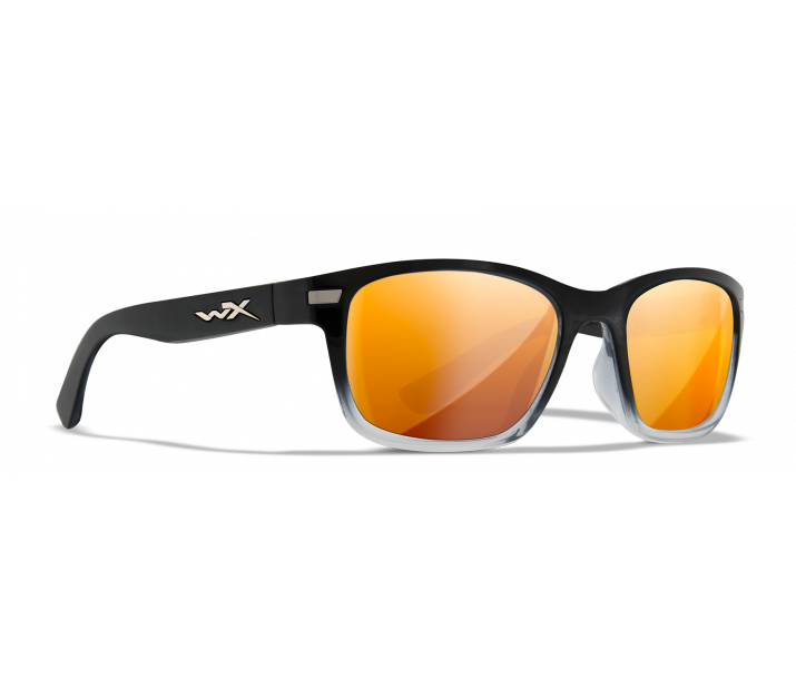 Wiley X Helix AC6HLX04 Gloss Black To Crystal Fade Frame | Captivate Polarized Bronze Mirror Lens