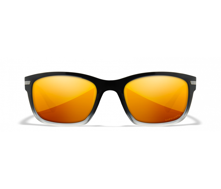 Wiley X Helix AC6HLX04 Gloss Black To Crystal Fade Frame | Captivate Polarized Bronze Mirror Lens