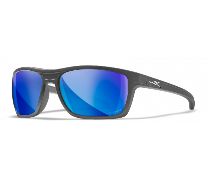 Wiley X Kingpin ACKNG19 Matte Graphite Frame | Captivate Polarized Blue Mirror Lens