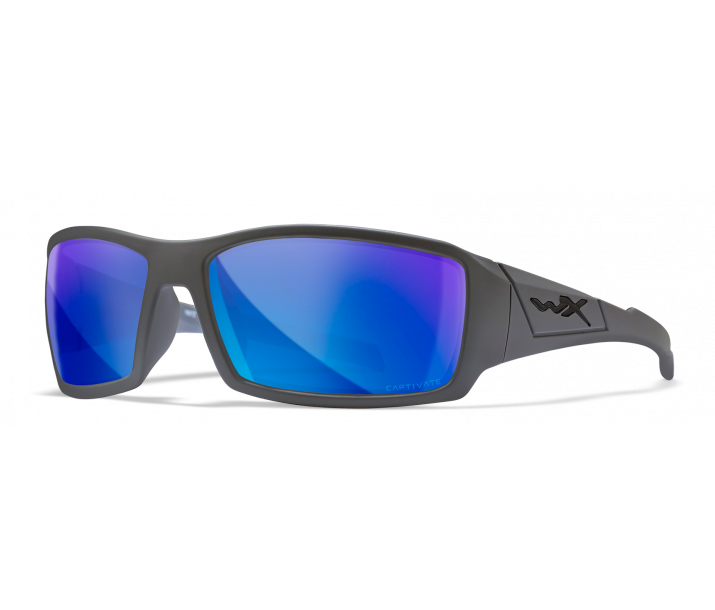 Wiley X Twisted SSTWI09 Matte Grey Frame | Captivate Polarized Blue Mirror Lens