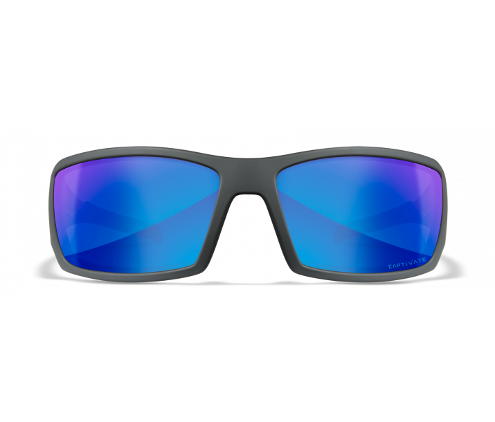 Wiley X Twisted SSTWI09 Matte Grey Frame | Captivate Polarized Blue Mirror Lens